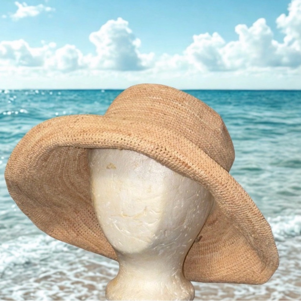 JENNI KAYNE Women's Crochet Raffia Sun Hat Size Small Medium - SRP 195